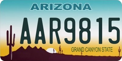 AZ license plate AAR9815