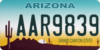 AZ license plate AAR9839