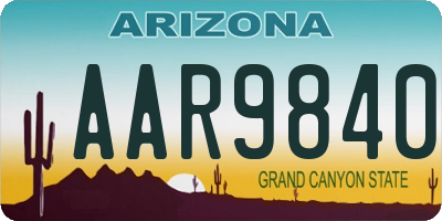 AZ license plate AAR9840