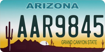 AZ license plate AAR9845