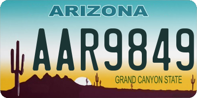 AZ license plate AAR9849