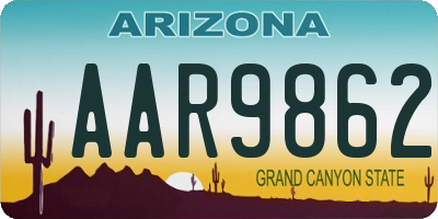 AZ license plate AAR9862