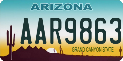 AZ license plate AAR9863