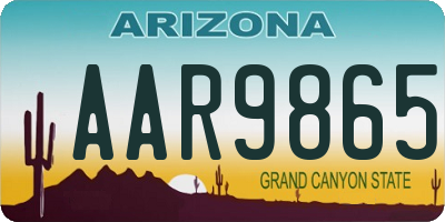 AZ license plate AAR9865