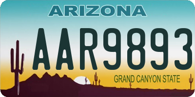 AZ license plate AAR9893