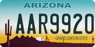 AZ license plate AAR9920