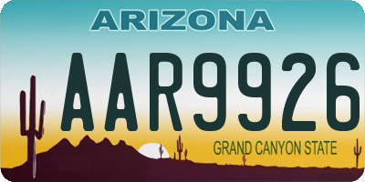 AZ license plate AAR9926