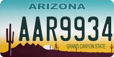 AZ license plate AAR9934