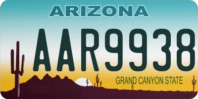 AZ license plate AAR9938
