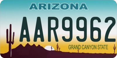 AZ license plate AAR9962