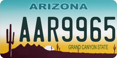 AZ license plate AAR9965