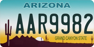 AZ license plate AAR9982