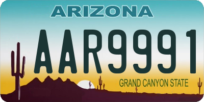 AZ license plate AAR9991