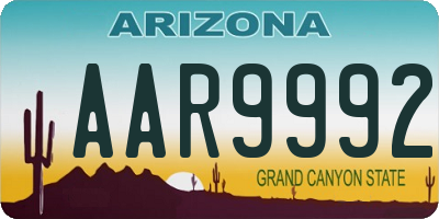 AZ license plate AAR9992