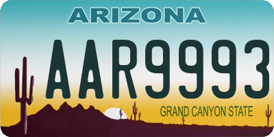 AZ license plate AAR9993