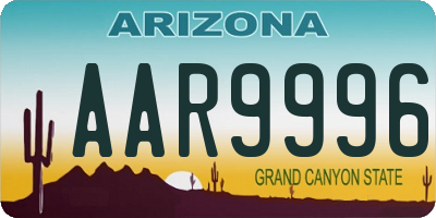 AZ license plate AAR9996