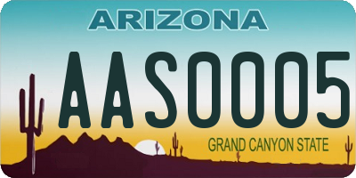 AZ license plate AAS0005