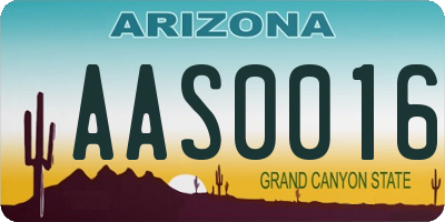 AZ license plate AAS0016