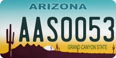 AZ license plate AAS0053