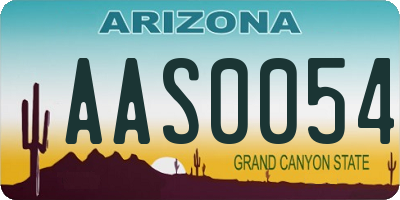 AZ license plate AAS0054