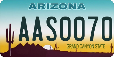 AZ license plate AAS0070