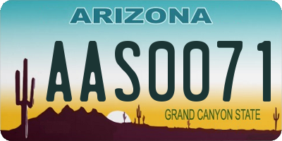 AZ license plate AAS0071