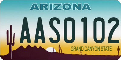 AZ license plate AAS0102