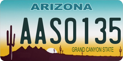 AZ license plate AAS0135