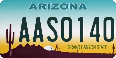 AZ license plate AAS0140