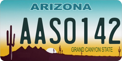 AZ license plate AAS0142