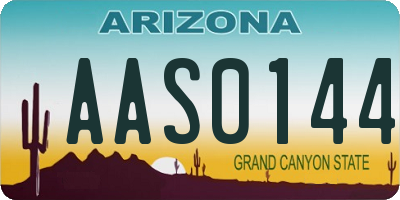 AZ license plate AAS0144