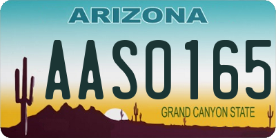 AZ license plate AAS0165