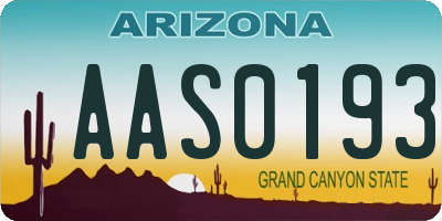 AZ license plate AAS0193