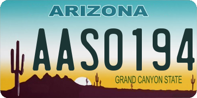AZ license plate AAS0194