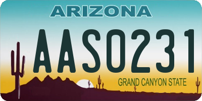 AZ license plate AAS0231
