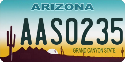 AZ license plate AAS0235