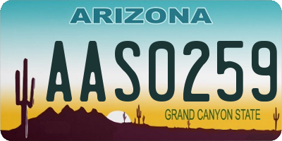 AZ license plate AAS0259
