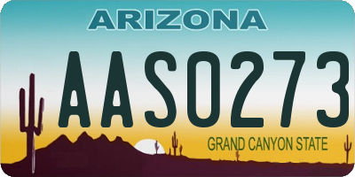 AZ license plate AAS0273