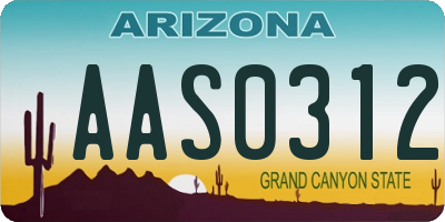 AZ license plate AAS0312
