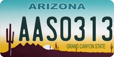 AZ license plate AAS0313