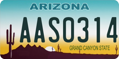 AZ license plate AAS0314