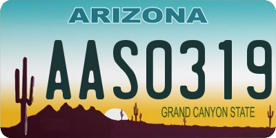 AZ license plate AAS0319
