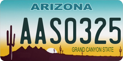 AZ license plate AAS0325