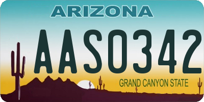AZ license plate AAS0342