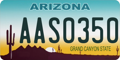 AZ license plate AAS0350