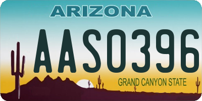 AZ license plate AAS0396
