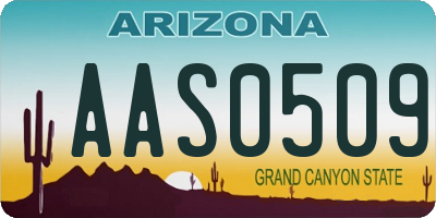 AZ license plate AAS0509