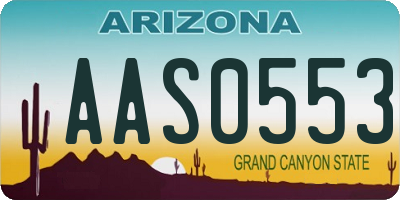 AZ license plate AAS0553