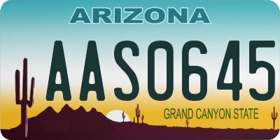 AZ license plate AAS0645