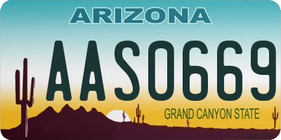 AZ license plate AAS0669